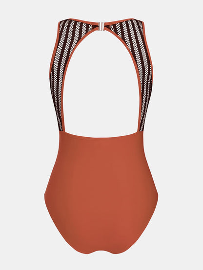CUPSHE Women's One Piece Swimsuit Bathing Suit Tummy Control High Neck Cutout Back Hook Mesh Swimwear - 7DAY'S