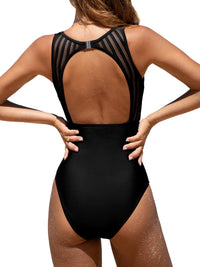 CUPSHE Women's One Piece Swimsuit Bathing Suit Tummy Control High Neck Cutout Back Hook Mesh Swimwear - 7DAY'S