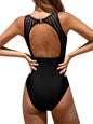 CUPSHE Women's One Piece Swimsuit Bathing Suit Tummy Control High Neck Cutout Back Hook Mesh Swimwear - 7DAY'S