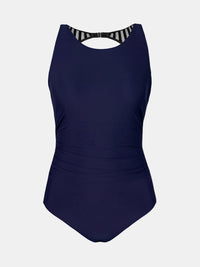 CUPSHE Women's One Piece Swimsuit Bathing Suit Tummy Control High Neck Cutout Back Hook Mesh Swimwear - 7DAY'S
