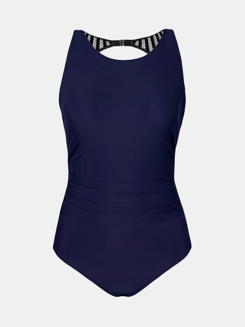 CUPSHE Women's One Piece Swimsuit Bathing Suit Tummy Control High Neck Cutout Back Hook Mesh Swimwear - 7DAY'S