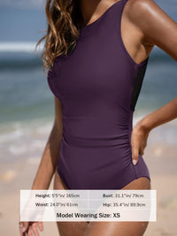 CUPSHE Women's One Piece Swimsuit Bathing Suit Tummy Control High Neck Cutout Back Hook Mesh Swimwear - 7DAY'S