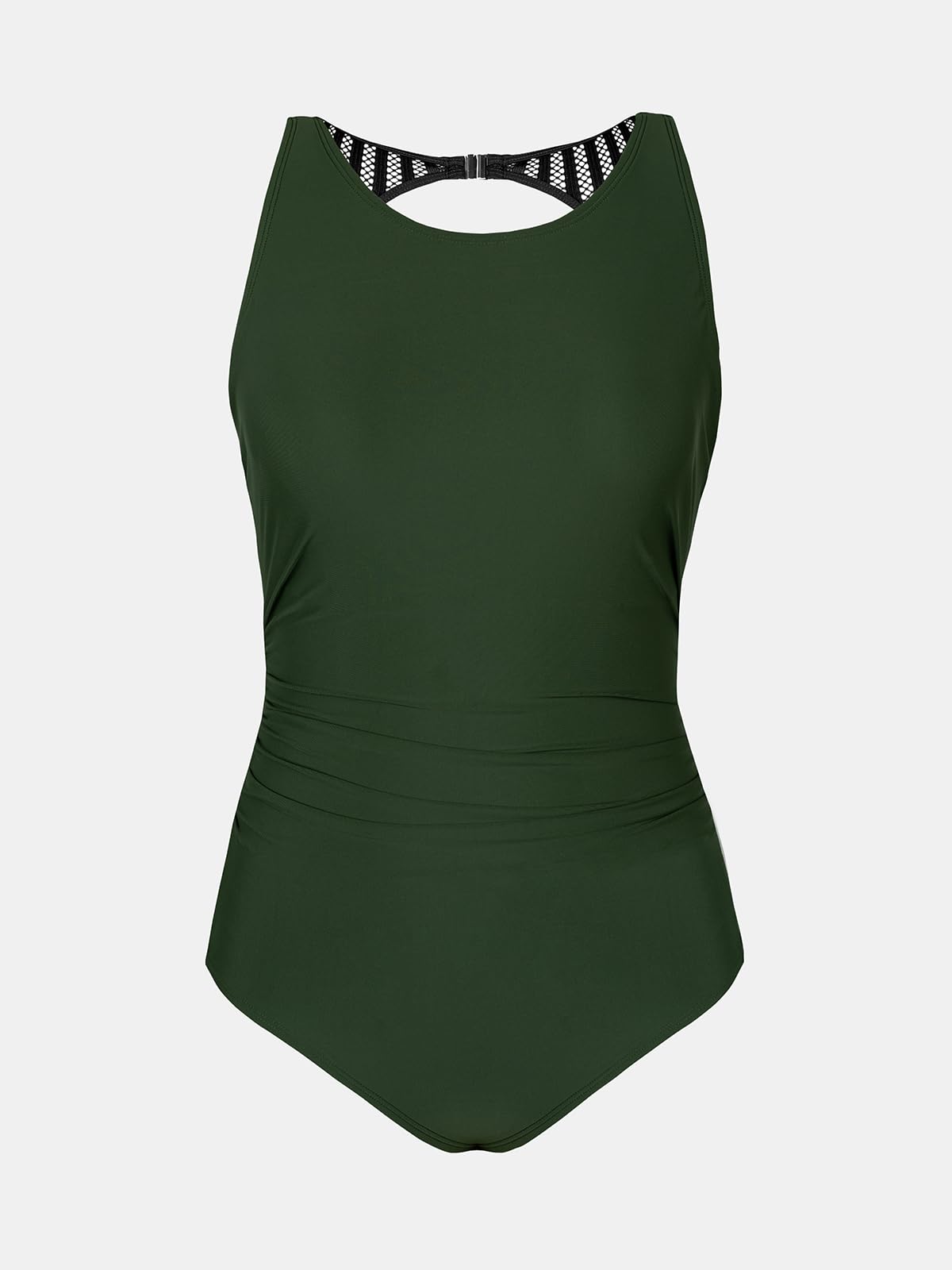 CUPSHE Women's One Piece Swimsuit Bathing Suit Tummy Control High Neck Cutout Back Hook Mesh Swimwear - 7DAY'S