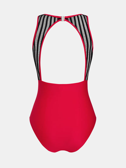 CUPSHE Women's One Piece Swimsuit Bathing Suit Tummy Control High Neck Cutout Back Hook Mesh Swimwear - 7DAY'S