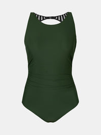CUPSHE Women's One Piece Swimsuit Bathing Suit Tummy Control High Neck Cutout Back Hook Mesh Swimwear - 7DAY'S