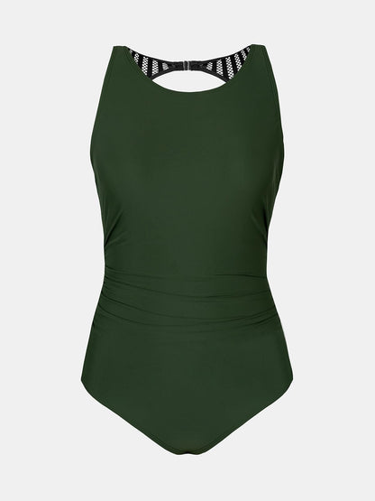 CUPSHE Women's One Piece Swimsuit Bathing Suit Tummy Control High Neck Cutout Back Hook Mesh Swimwear - 7DAY'S