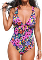 CUPSHE Women's One Piece Swimsuit Deep V Neck Keyhole Cutout O Ring Textured Bathing Suit - 7DAY'S