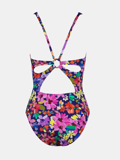 CUPSHE Women's One Piece Swimsuit Deep V Neck Keyhole Cutout O Ring Textured Bathing Suit - 7DAY'S