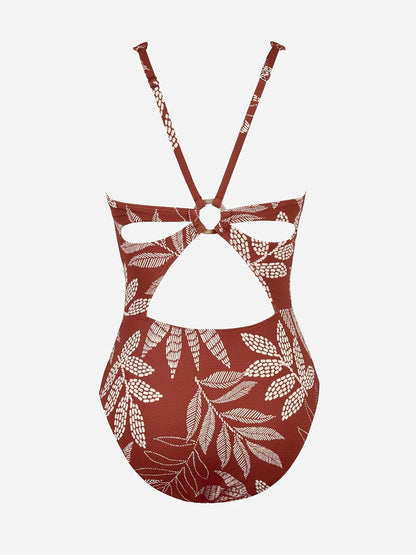 CUPSHE Women's One Piece Swimsuit Deep V Neck Keyhole Cutout O Ring Textured Bathing Suit - 7DAY'S