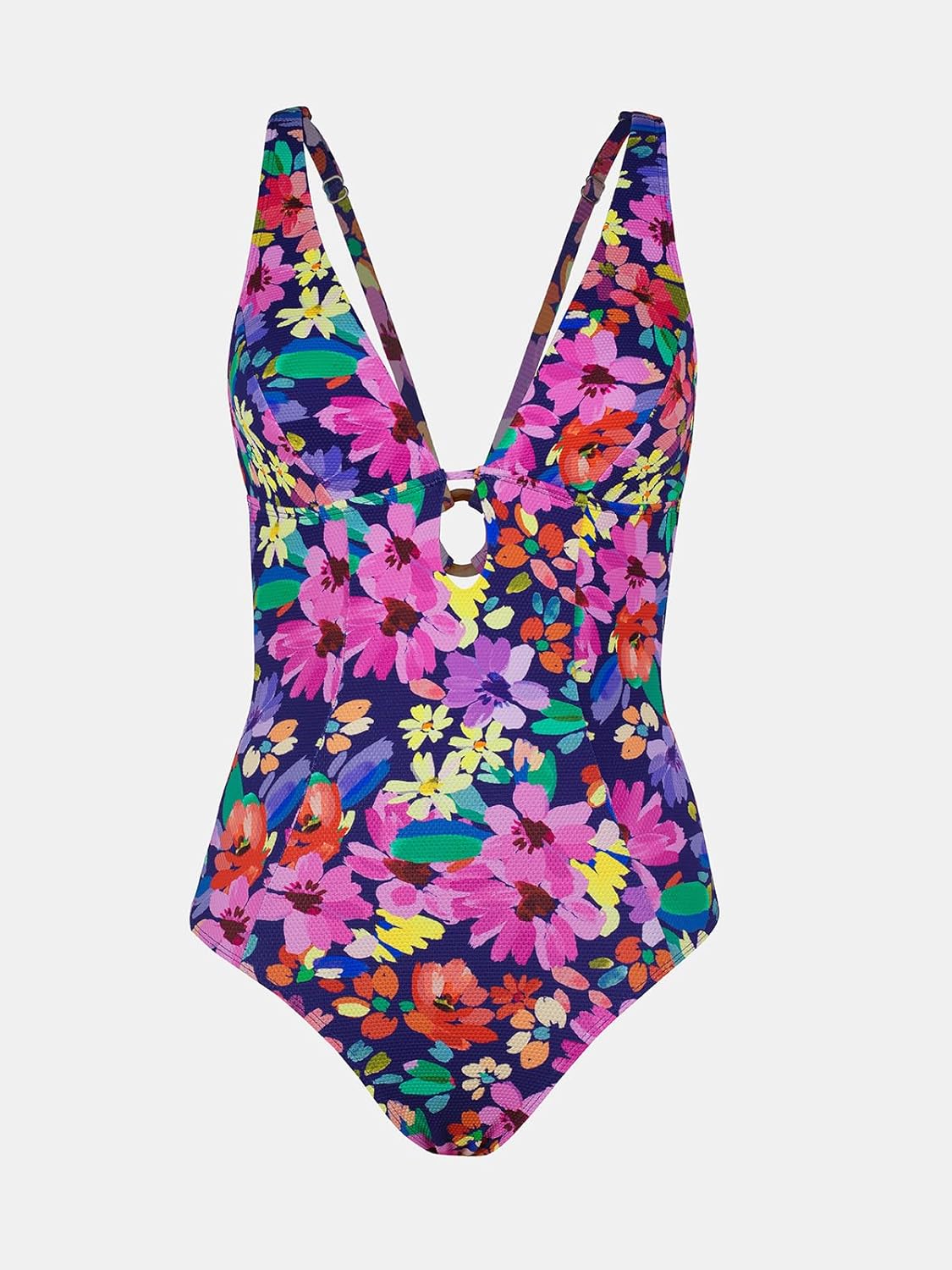 CUPSHE Women's One Piece Swimsuit Deep V Neck Keyhole Cutout O Ring Textured Bathing Suit - 7DAY'S