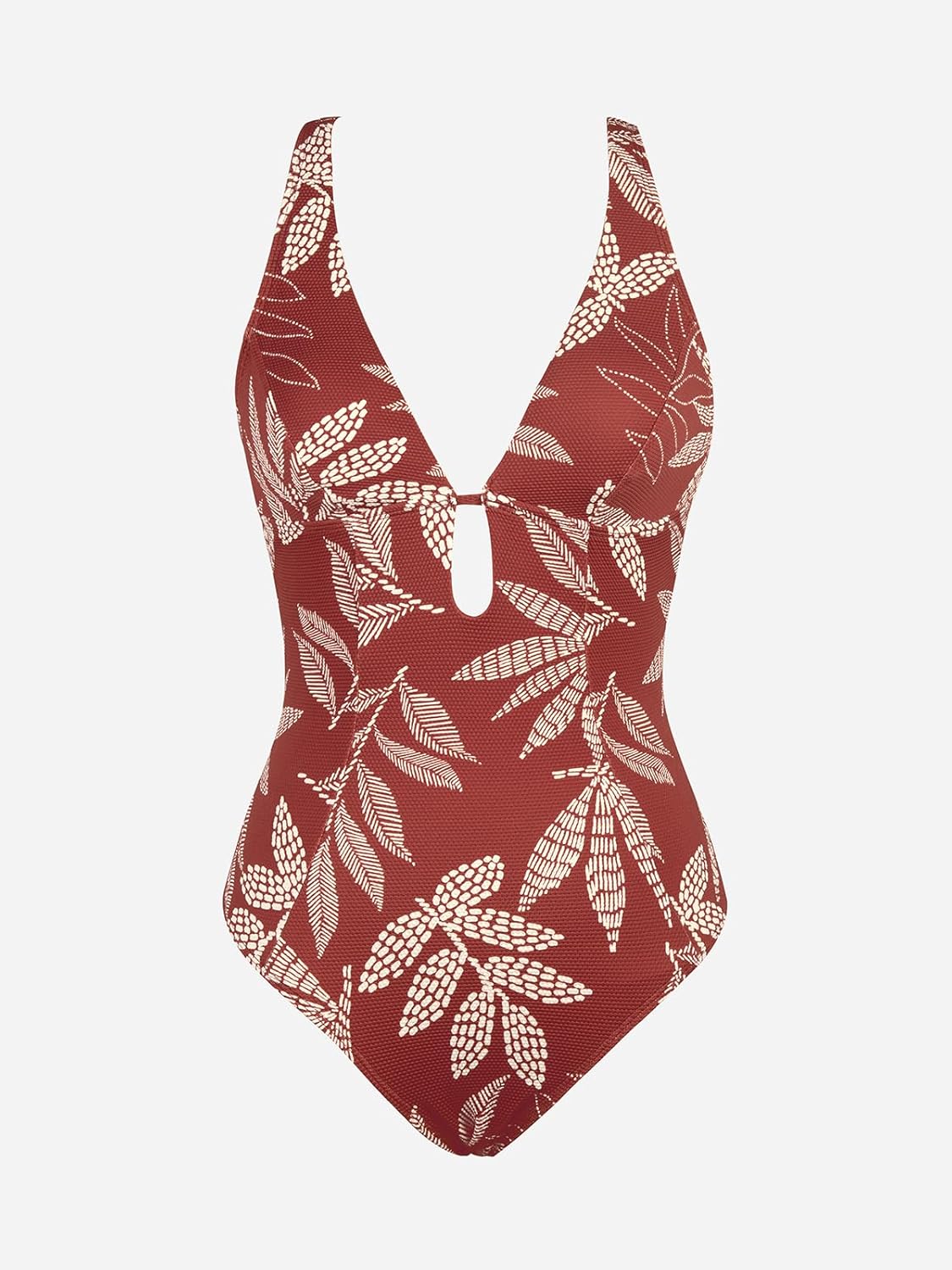 CUPSHE Women's One Piece Swimsuit Deep V Neck Keyhole Cutout O Ring Textured Bathing Suit - 7DAY'S