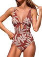 CUPSHE Women's One Piece Swimsuit Deep V Neck Keyhole Cutout O Ring Textured Bathing Suit - 7DAY'S