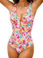 CUPSHE Women's One Piece Swimsuit Deep V Neck Keyhole Cutout O Ring Textured Bathing Suit - 7DAY'S