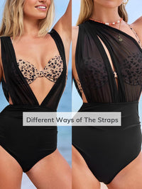 CUPSHE Women's One Piece Swimsuit Halter Plunging Neck Bathing Suit Wide Straps Underwire Ruched Back Hook - 7DAY'S