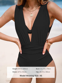 CUPSHE Women's One Piece Swimsuit Halter Plunging Neck Bathing Suit Wide Straps Underwire Ruched Back Hook - 7DAY'S