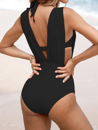 CUPSHE Women's One Piece Swimsuit Halter Plunging Neck Bathing Suit Wide Straps Underwire Ruched Back Hook - 7DAY'S