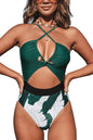 CUPSHE Women's One Piece Swimsuit Plunge Neckline Cutout Criss Cross Bathing Suit - 7DAY'S