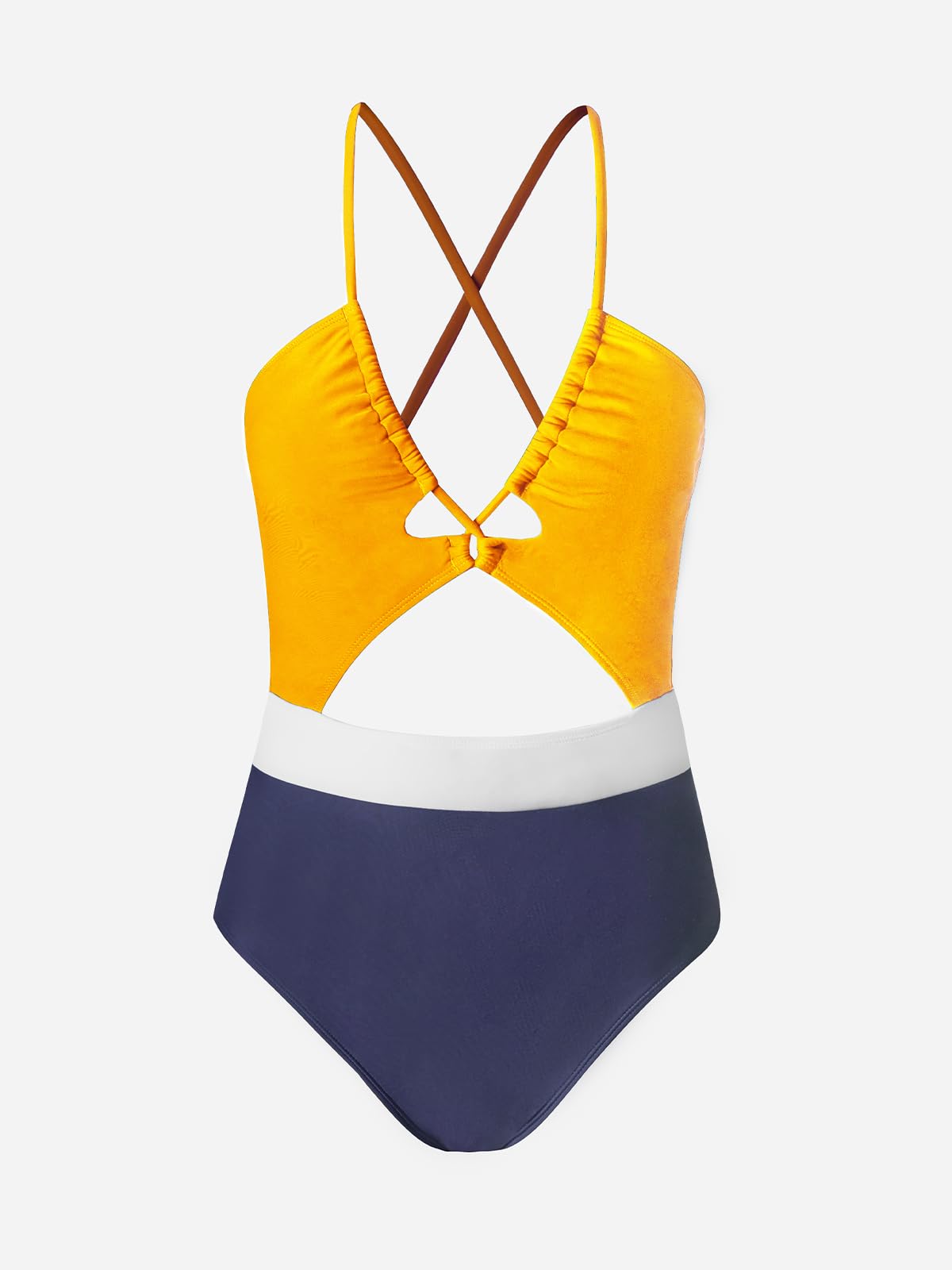 CUPSHE Women's One Piece Swimsuit Plunge Neckline Cutout Criss Cross Bathing Suit - 7DAY'S
