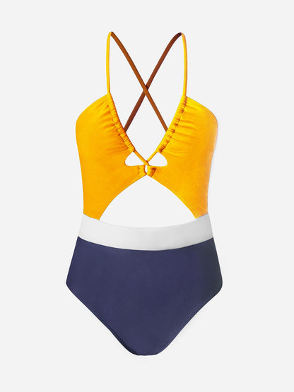 CUPSHE Women's One Piece Swimsuit Plunge Neckline Cutout Criss Cross Bathing Suit - 7DAY'S