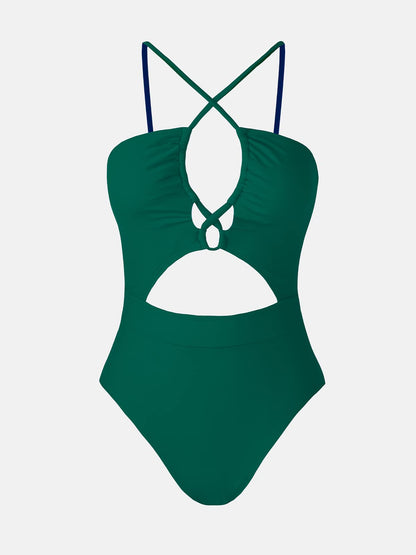 CUPSHE Women's One Piece Swimsuit Plunge Neckline Cutout Criss Cross Bathing Suit - 7DAY'S