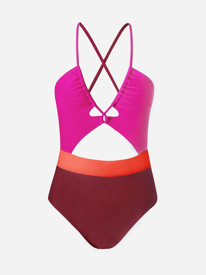 CUPSHE Women's One Piece Swimsuit Plunge Neckline Cutout Criss Cross Bathing Suit - 7DAY'S