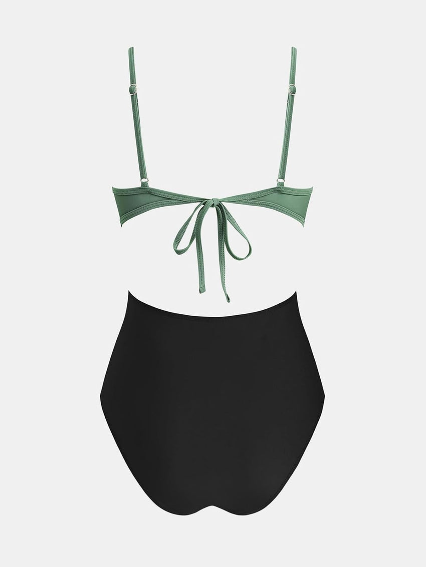 CUPSHE Women's One Piece Swimsuit Scoop Neck Adjustable Straps Cutout Back Self Tie Bathing Suit - 7DAY'S