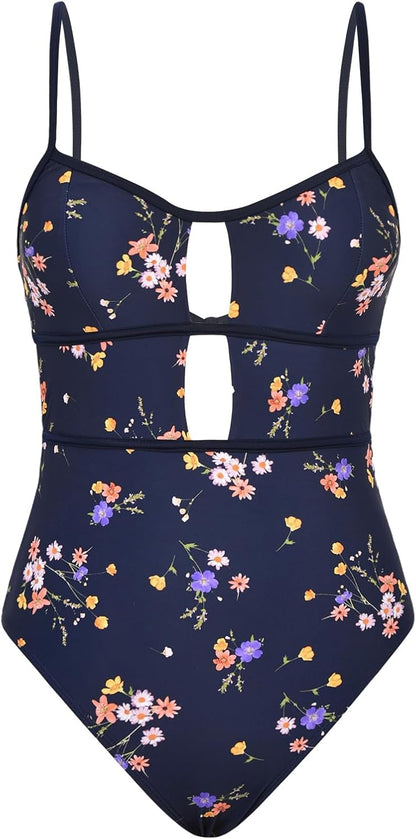 CUPSHE Women's One Piece Swimsuit Scoop Neck Adjustable Straps Cutout Back Self Tie Bathing Suit - 7DAY'S