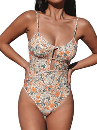 CUPSHE Women's One Piece Swimsuit Scoop Neck Adjustable Straps Cutout Back Self Tie Bathing Suit - 7DAY'S