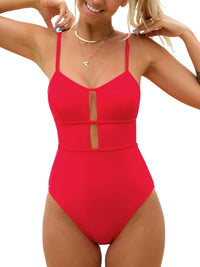CUPSHE Women's One Piece Swimsuit Scoop Neck Adjustable Straps Cutout Back Self Tie Bathing Suit - 7DAY'S