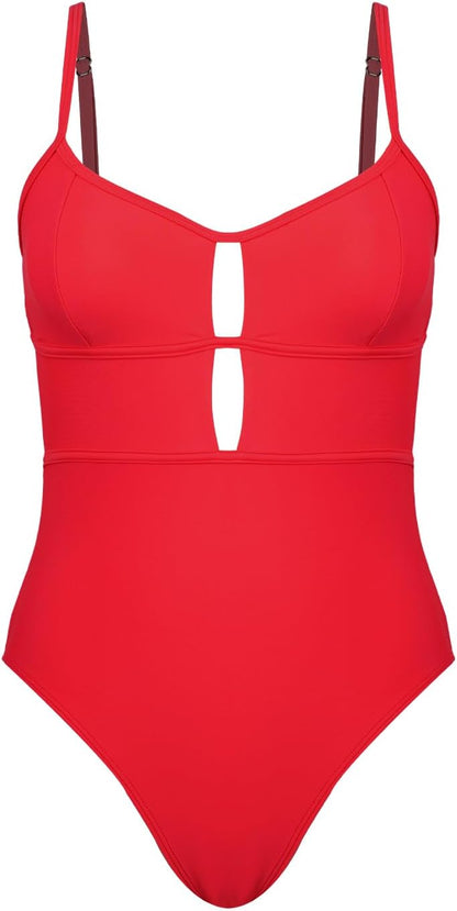 CUPSHE Women's One Piece Swimsuit Scoop Neck Adjustable Straps Cutout Back Self Tie Bathing Suit - 7DAY'S