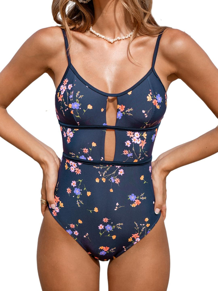 CUPSHE Women's One Piece Swimsuit Scoop Neck Adjustable Straps Cutout Back Self Tie Bathing Suit - 7DAY'S