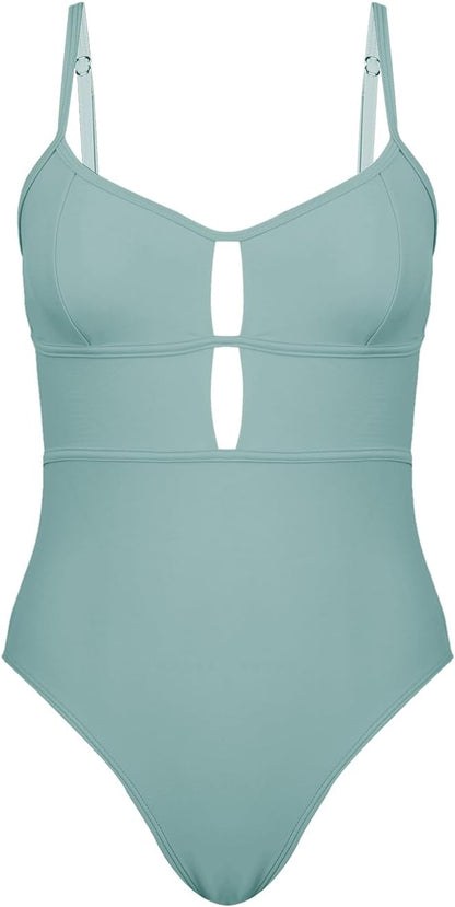 CUPSHE Women's One Piece Swimsuit Scoop Neck Adjustable Straps Cutout Back Self Tie Bathing Suit - 7DAY'S