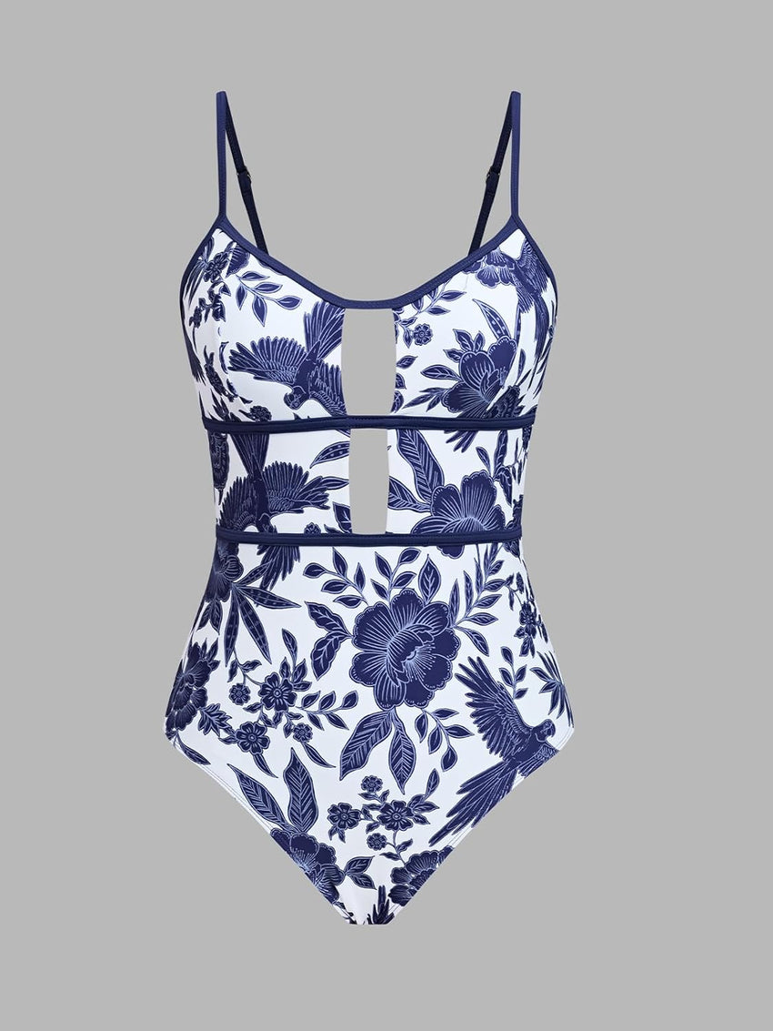 CUPSHE Women's One Piece Swimsuit Scoop Neck Adjustable Straps Cutout Back Self Tie Bathing Suit - 7DAY'S