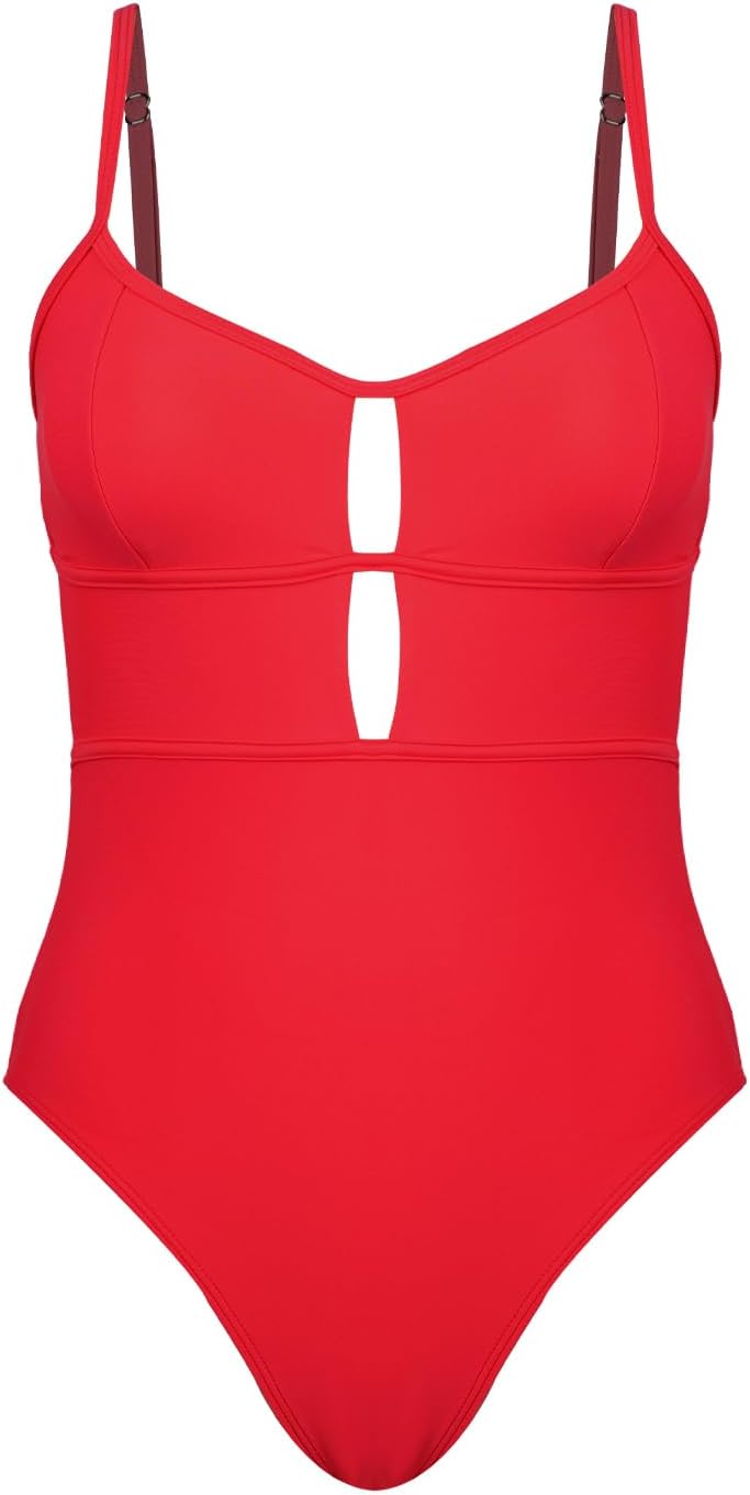 CUPSHE Women's One Piece Swimsuit Scoop Neck Adjustable Straps Cutout Back Self Tie Bathing Suit - 7DAY'S