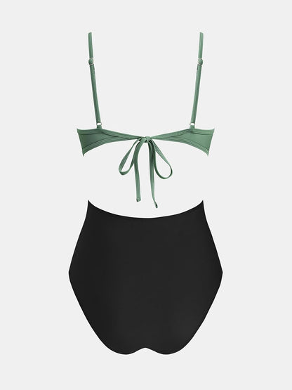 CUPSHE Women's One Piece Swimsuit Scoop Neck Adjustable Straps Cutout Back Self Tie Bathing Suit - 7DAY'S