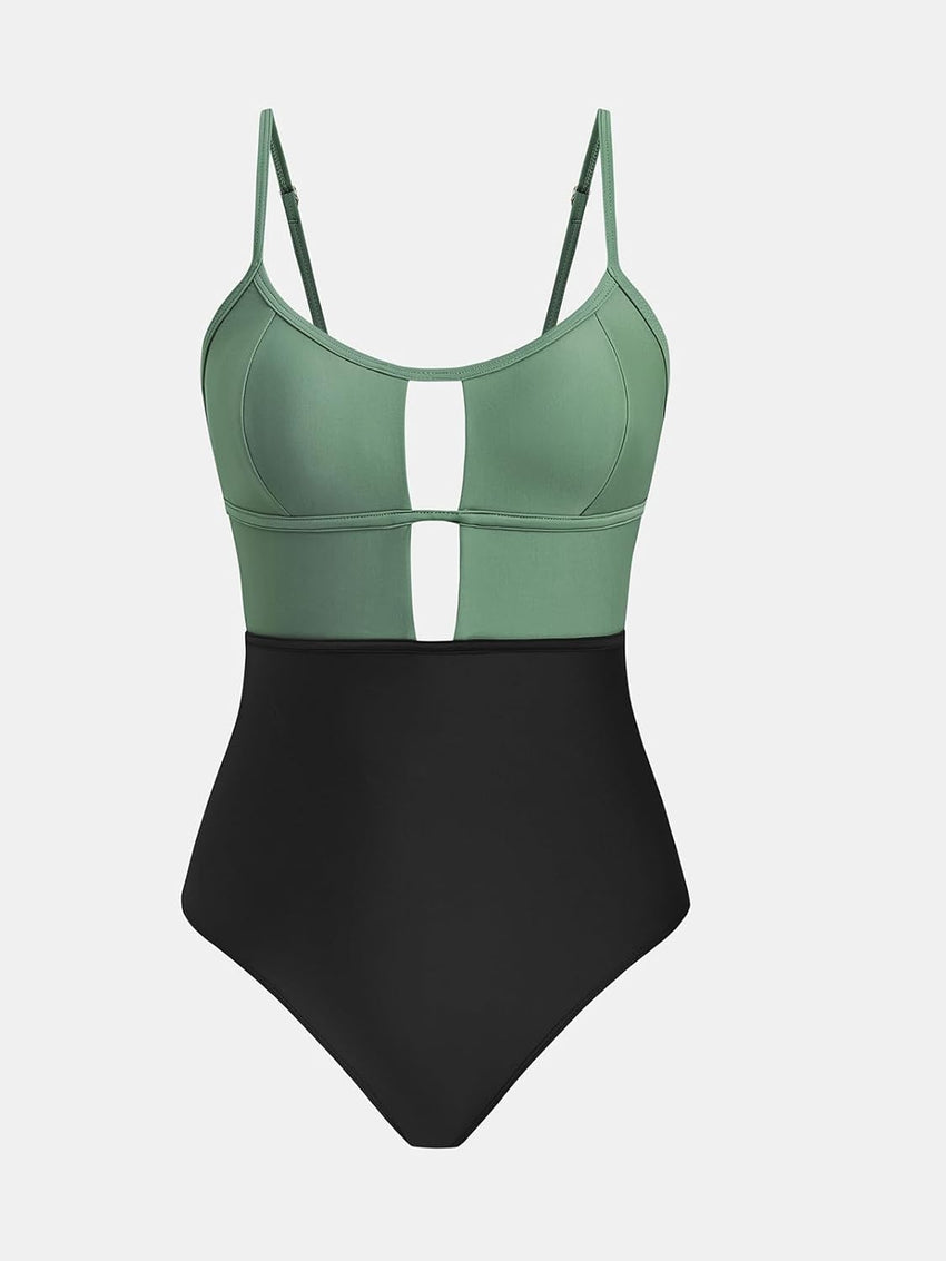 CUPSHE Women's One Piece Swimsuit Scoop Neck Adjustable Straps Cutout Back Self Tie Bathing Suit - 7DAY'S
