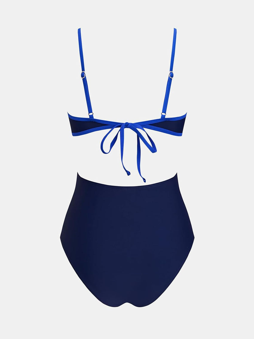 CUPSHE Women's One Piece Swimsuit Scoop Neck Adjustable Straps Cutout Back Self Tie Bathing Suit - 7DAY'S