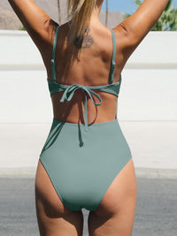 CUPSHE Women's One Piece Swimsuit Scoop Neck Adjustable Straps Cutout Back Self Tie Bathing Suit - 7DAY'S