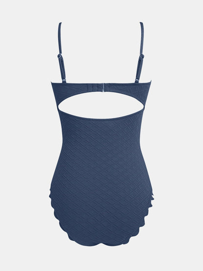 CUPSHE Women's One Piece Swimsuit Sexy Black Cutout Scallop Trim Bathing Suit - 7DAY'S