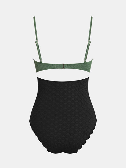 CUPSHE Women's One Piece Swimsuit Sexy Black Cutout Scallop Trim Bathing Suit - 7DAY'S