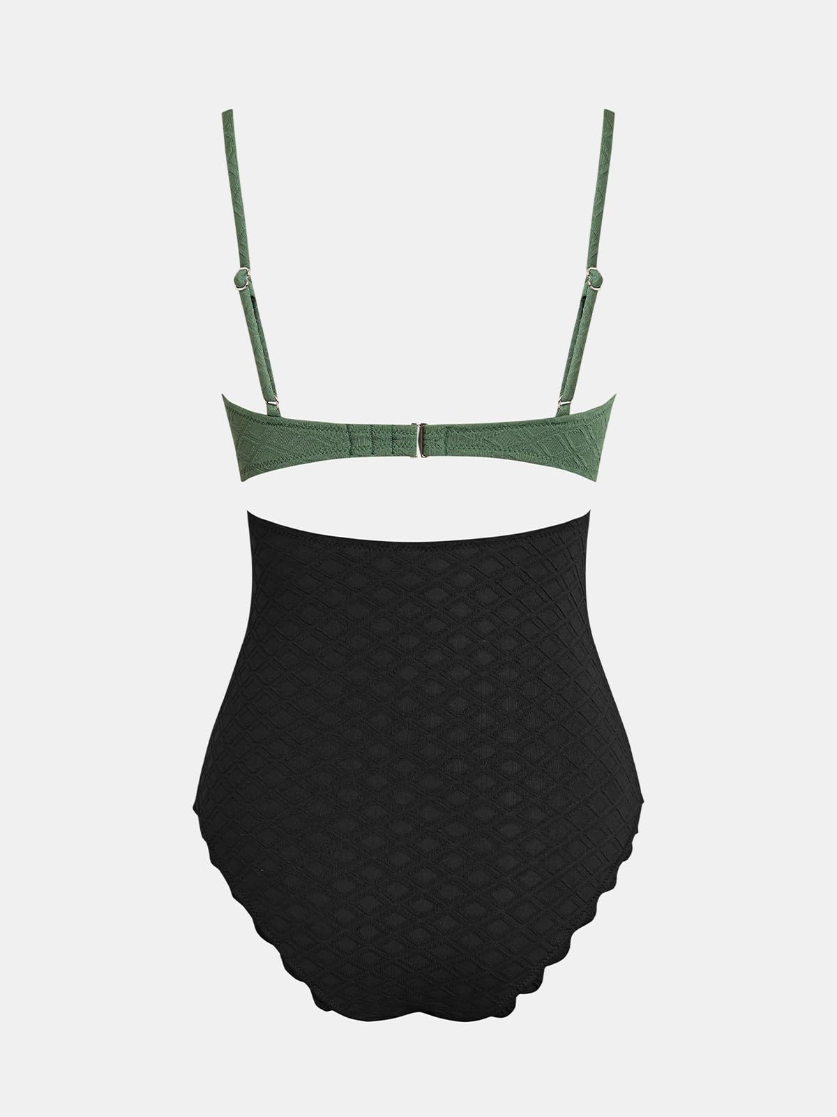 CUPSHE Women's One Piece Swimsuit Sexy Black Cutout Scallop Trim Bathing Suit - 7DAY'S