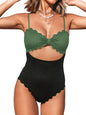 CUPSHE Women's One Piece Swimsuit Sexy Black Cutout Scallop Trim Bathing Suit - 7DAY'S