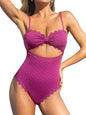 CUPSHE Women's One Piece Swimsuit Sexy Black Cutout Scallop Trim Bathing Suit - 7DAY'S