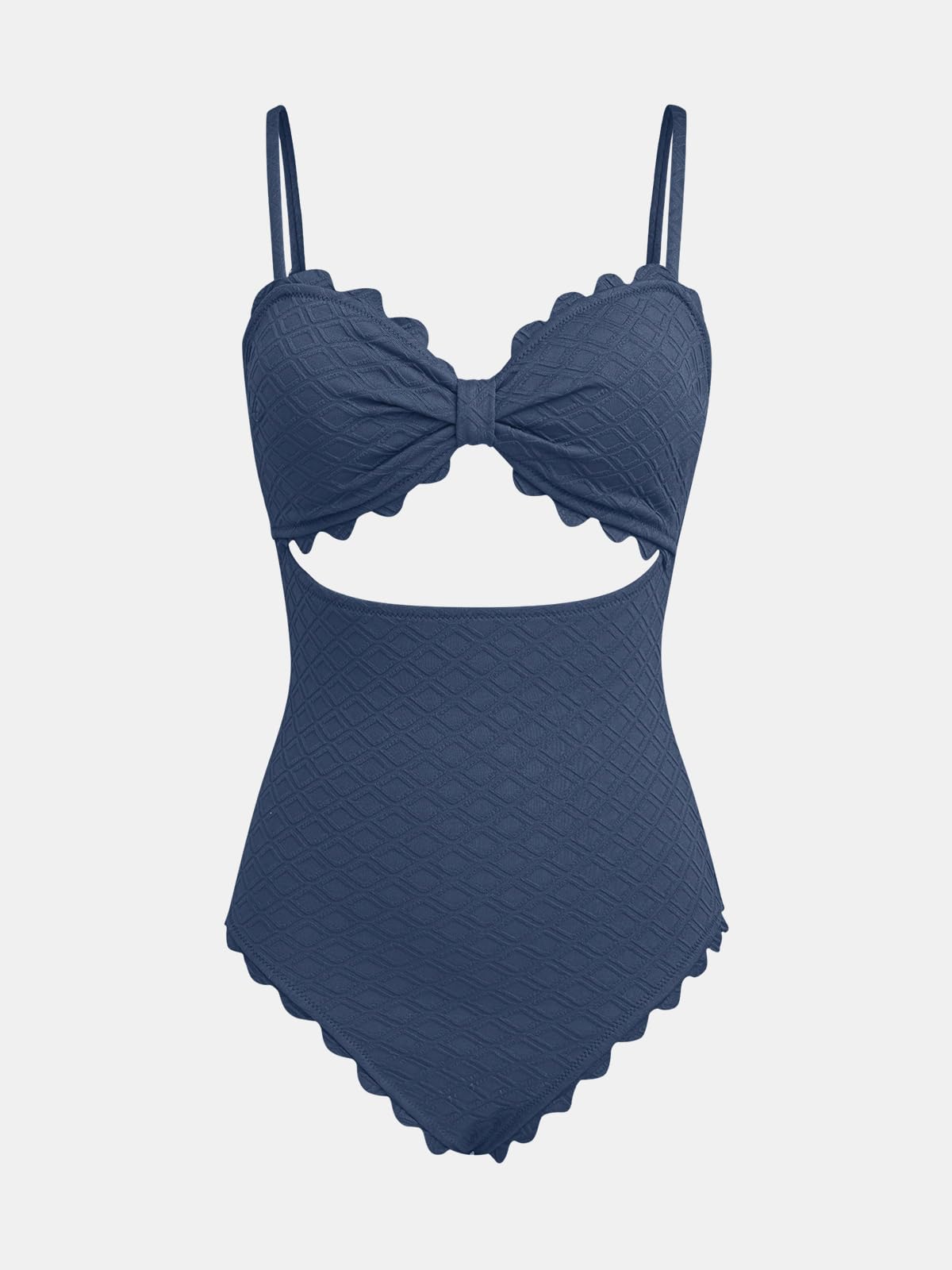 CUPSHE Women's One Piece Swimsuit Sexy Black Cutout Scallop Trim Bathing Suit - 7DAY'S