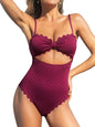 CUPSHE Women's One Piece Swimsuit Sexy Black Cutout Scallop Trim Bathing Suit - 7DAY'S