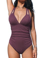 CUPSHE Women's One Piece Swimsuit Tummy Control Deep V Neck Double Straps Crisscross Back Tie Bathing Suit - 7DAY'S