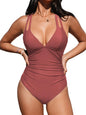 CUPSHE Women's One Piece Swimsuit Tummy Control Deep V Neck Double Straps Crisscross Back Tie Bathing Suit - 7DAY'S