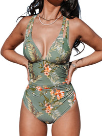 CUPSHE Women's One Piece Swimsuit Tummy Control Deep V Neck Double Straps Crisscross Back Tie Bathing Suit - 7DAY'S