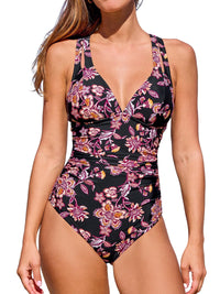 CUPSHE Women's One Piece Swimsuit Tummy Control Deep V Neck Double Straps Crisscross Back Tie Bathing Suit - 7DAY'S