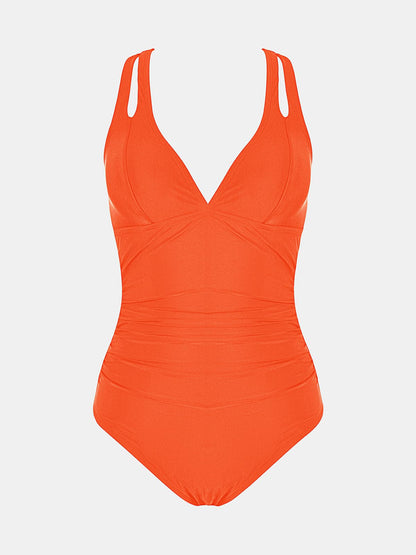 CUPSHE Women's One Piece Swimsuit Tummy Control Deep V Neck Double Straps Crisscross Back Tie Bathing Suit - 7DAY'S